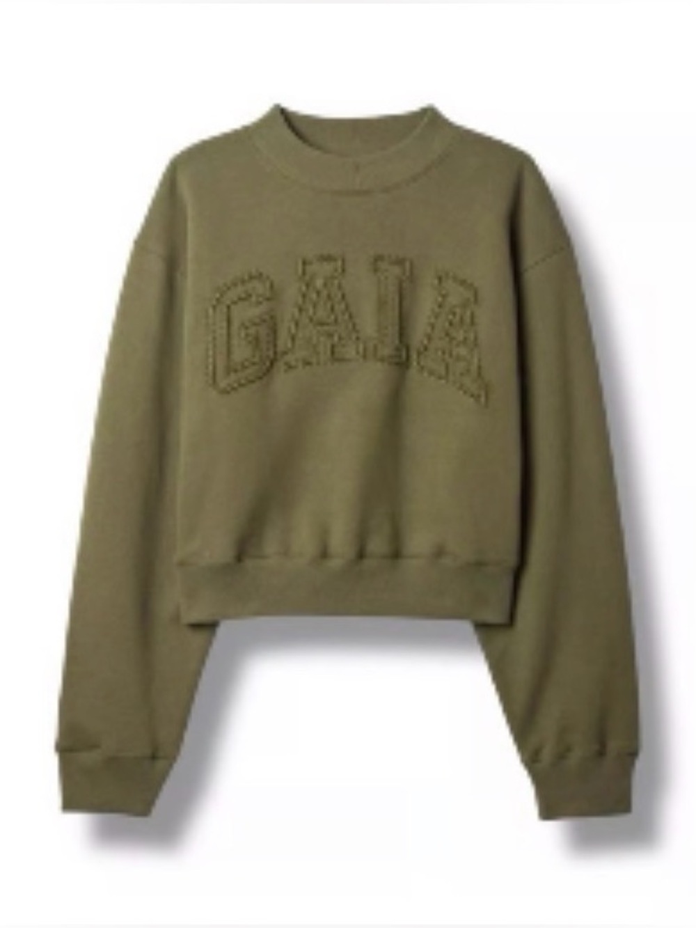 Gap x Cult Gaia Girls size 8 Cropped Logo Sweatshirt Olive Green Limited Edition